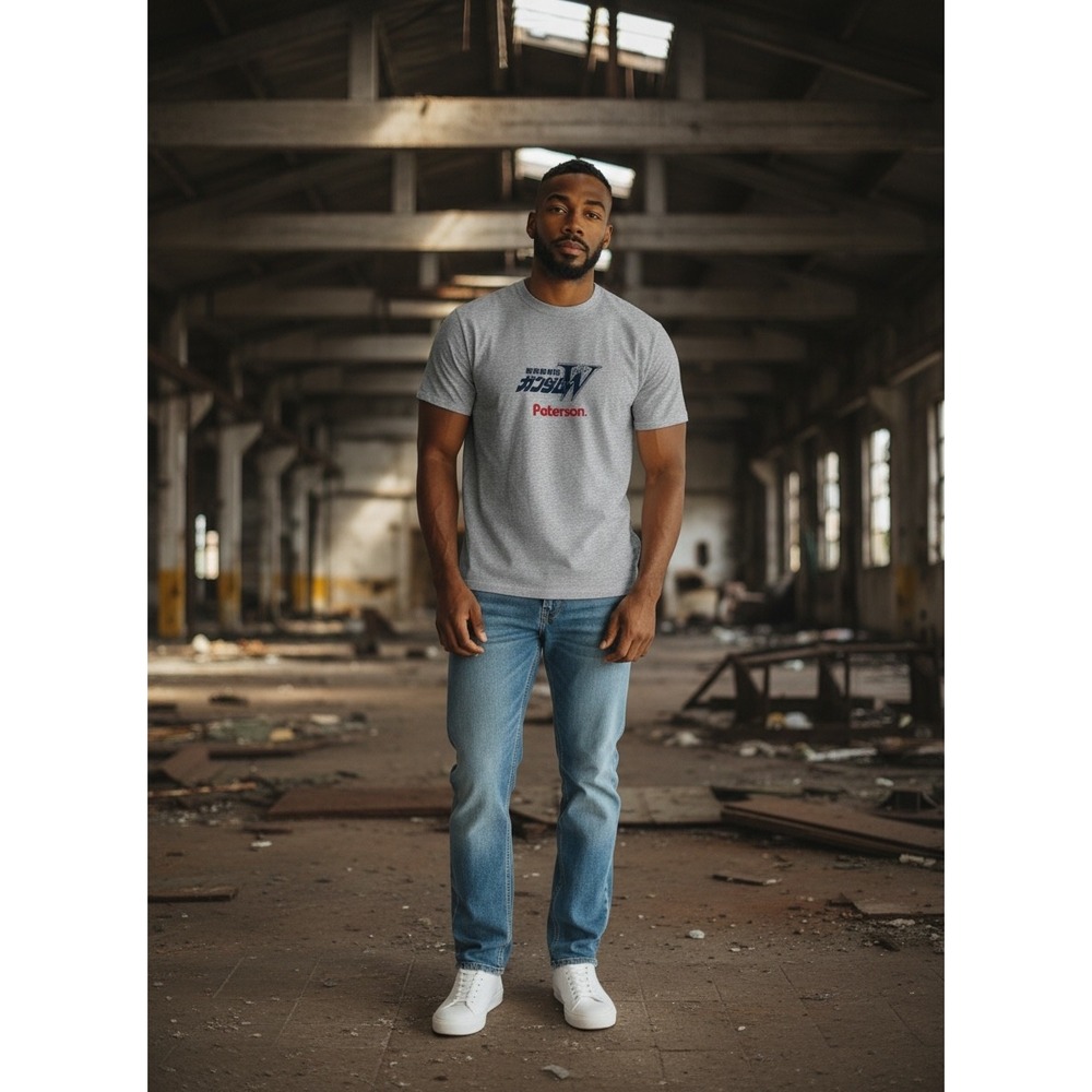 Paterson x Mobile Suit Gundam Wing Graphic T-Shirt Mens Medium Gray Anime Tee